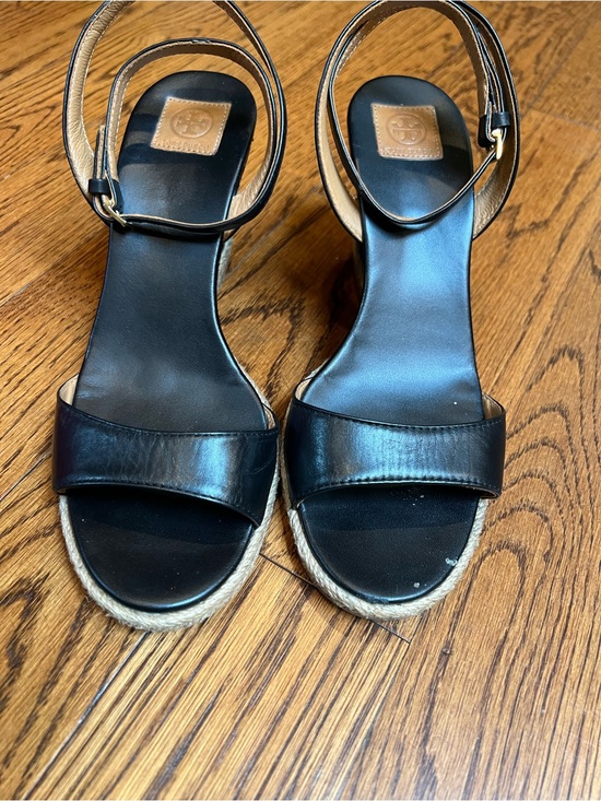 Tory Burch Shoes - Tory Burch Black Leather Ankle-Strap Espadrille Sandals